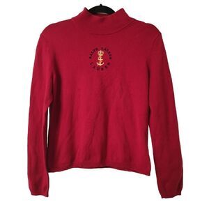 Unisex Ralph Lauren Vintage Red Anchor logo Sweater with Gold Button Details